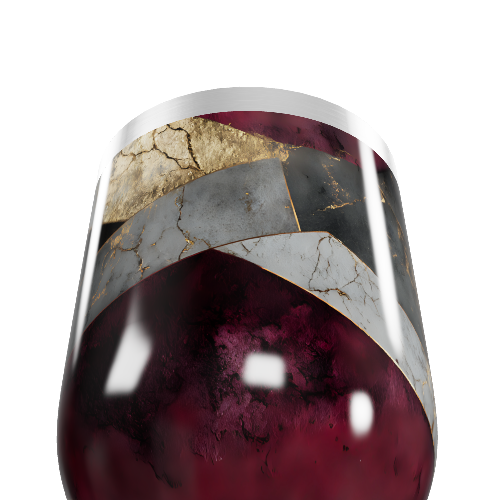 Copo Térmico Slim - Mármore Vinho e Dourado