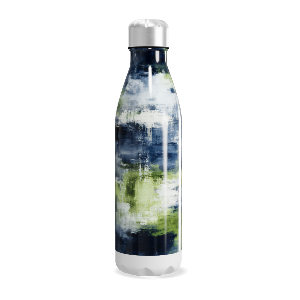 Garrafa Inox - Estampa Azul Verde Abstrata