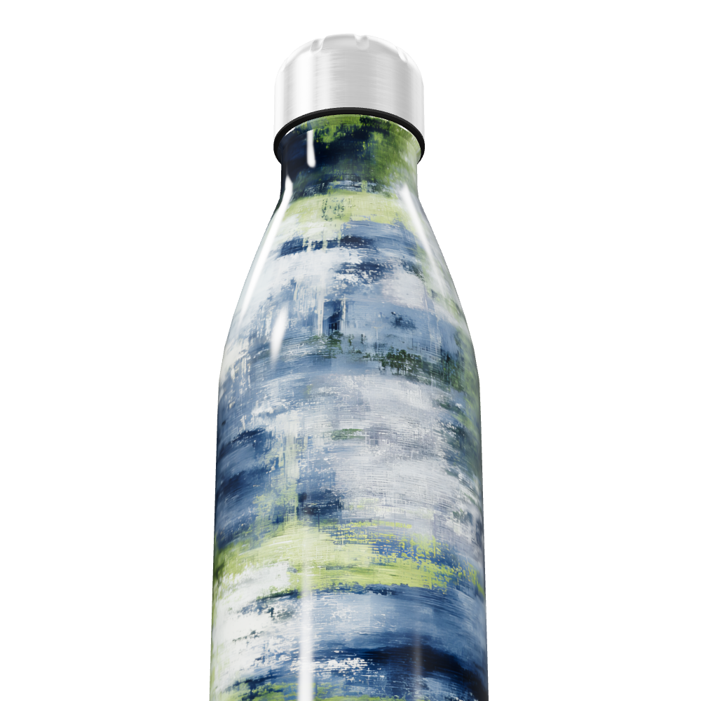 Garrafa Inox - Estampa Azul Verde Abstrata