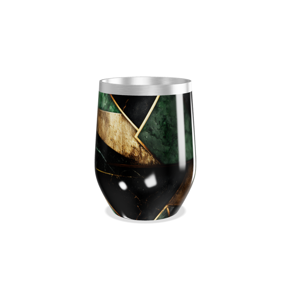 Copo Térmico Slim - Mármore Verde e Dourado