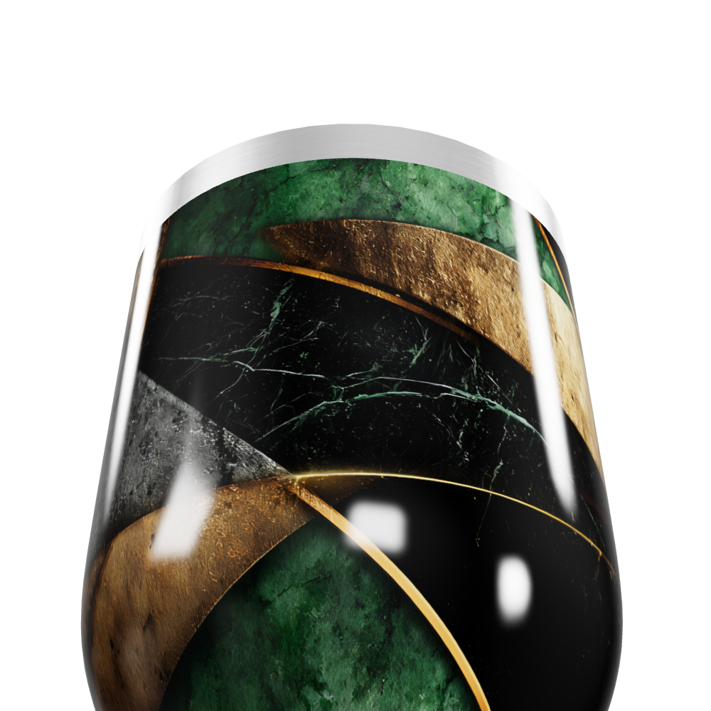 Copo Térmico Slim - Mármore Verde e Dourado