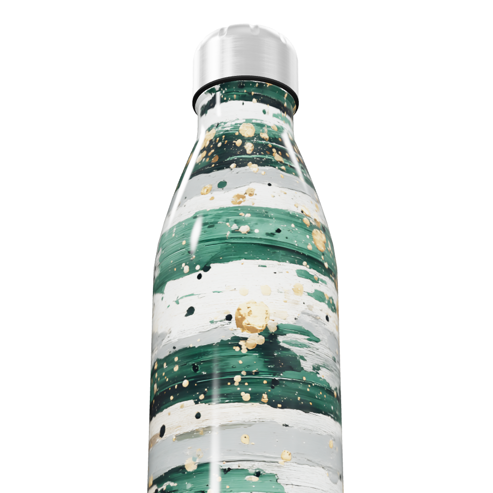 Garrafa Inox - Pintura Verde e Dourado