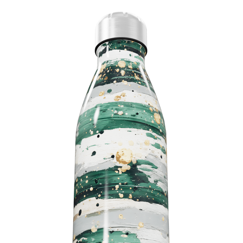 Garrafa Inox - Pintura Verde e Dourado