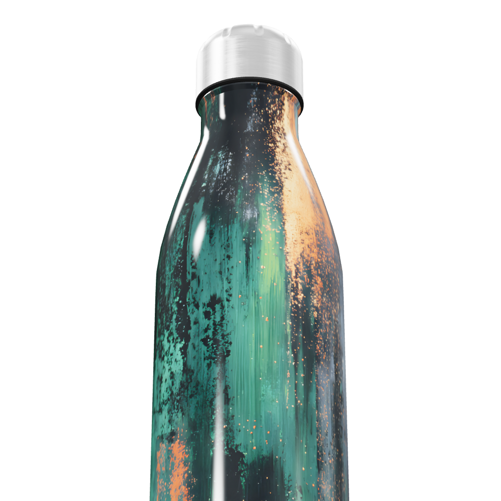 Garrafa Inox - Estampa Verde e Laranja