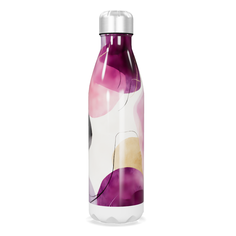 Garrafa Inox - Abstrata Roxa e Branca