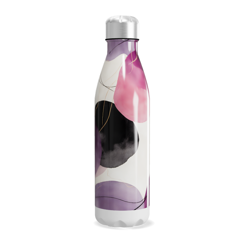 Garrafa Inox - Abstrata Roxa e Branca