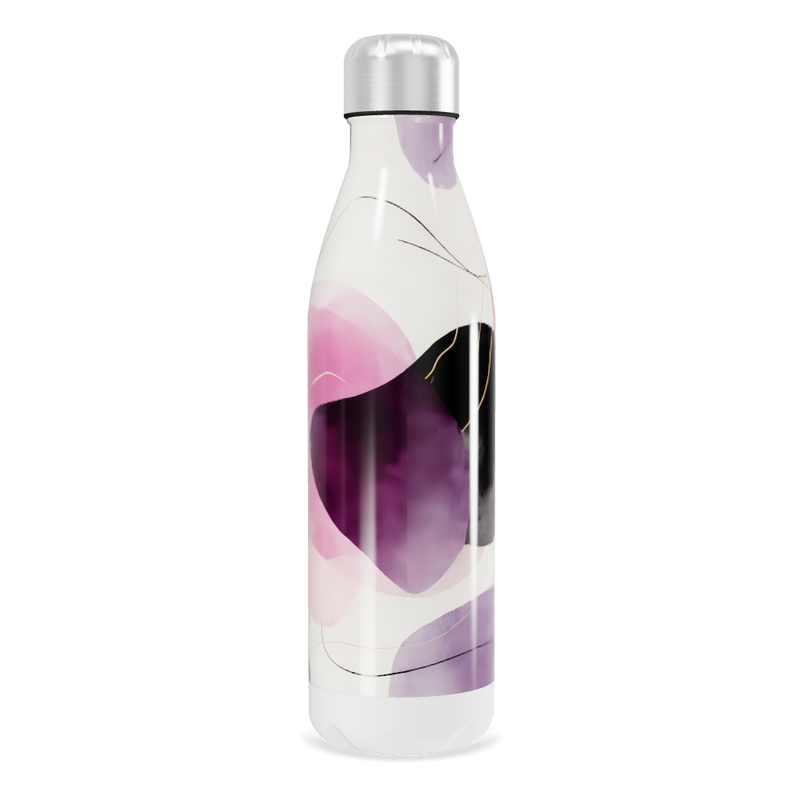 Garrafa Inox - Abstrata Roxa e Branca