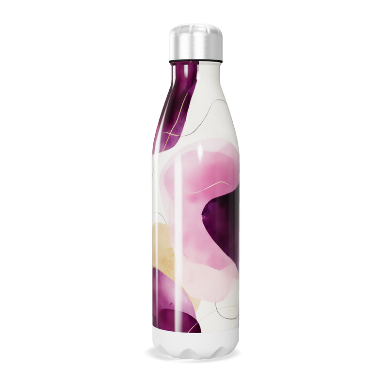 Garrafa Inox - Abstrata Roxa e Branca