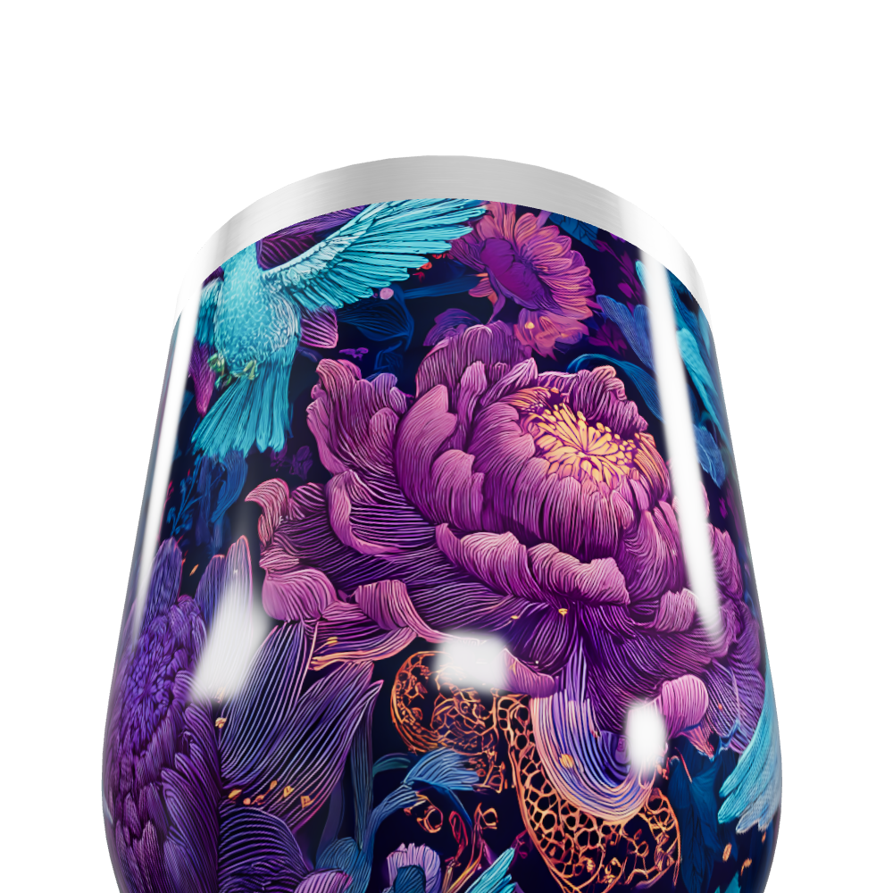 Copo Térmico Slim - Floral Roxo Aço Inox