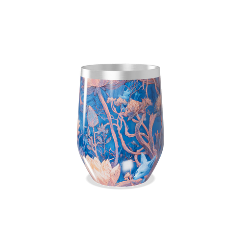 Copo Térmico Slim - Floral Azul Inox