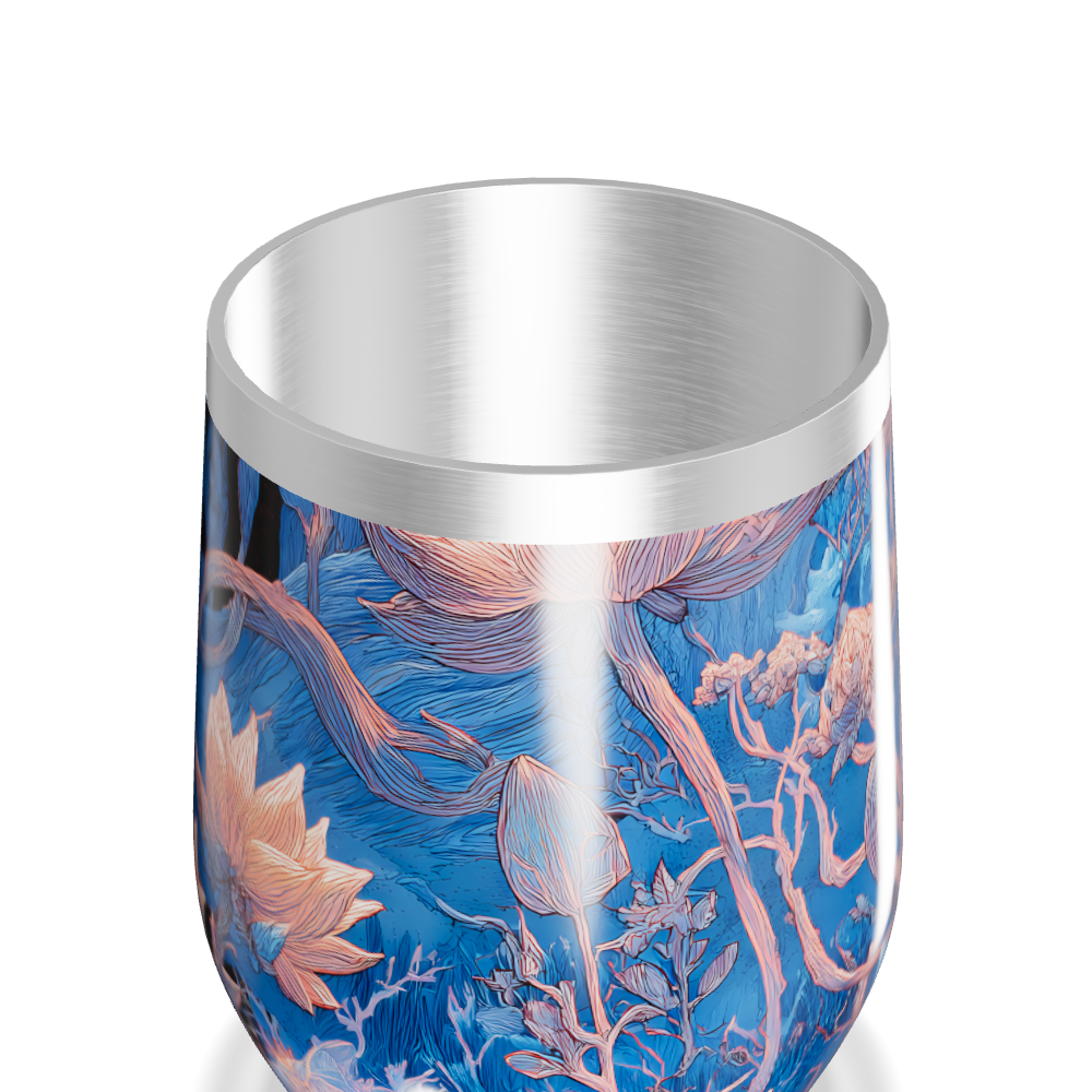 Copo Térmico Slim - Floral Azul Inox