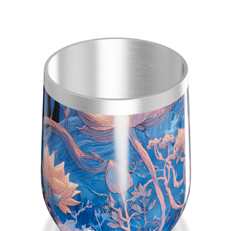 Copo Térmico Slim - Floral Azul Inox