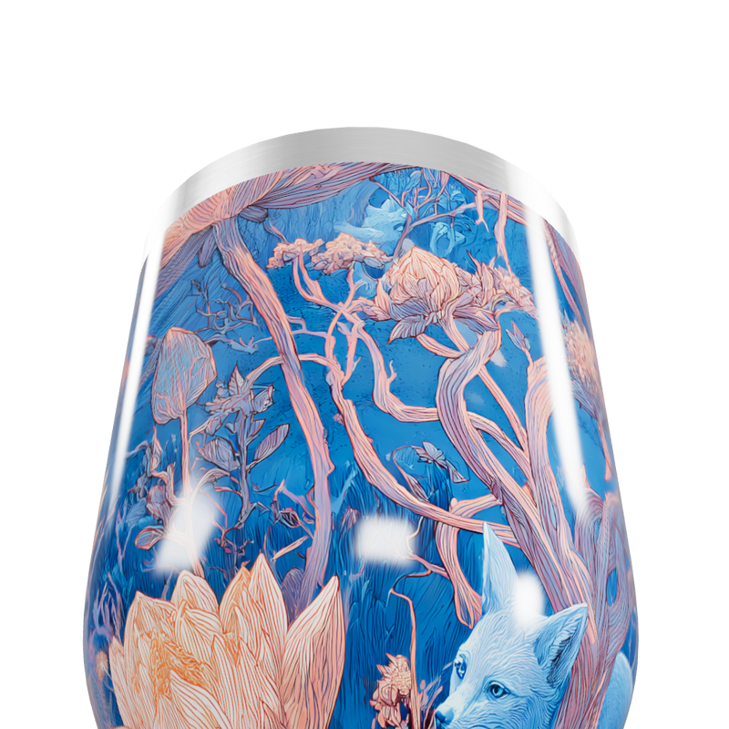 Copo Térmico Slim - Floral Azul Inox