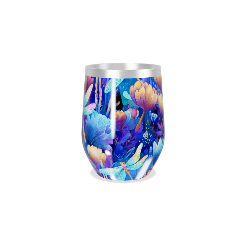 Copo Térmico Slim - Floral Azul Inox