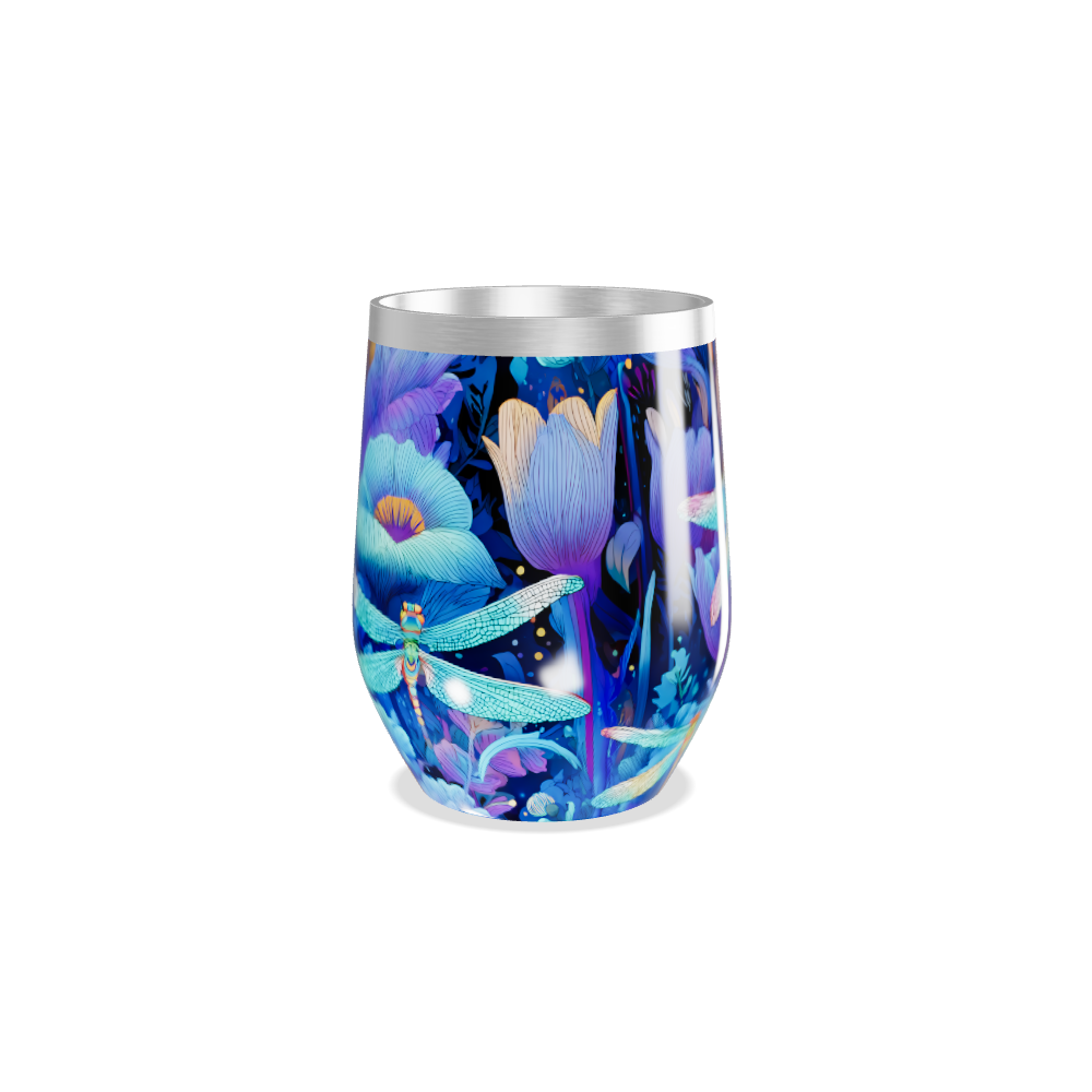 Copo Térmico Slim - Floral Azul Inox