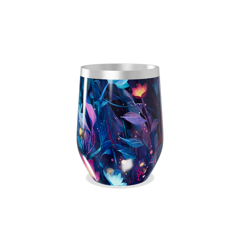 Copo Térmico Slim - Floral Azul Inox