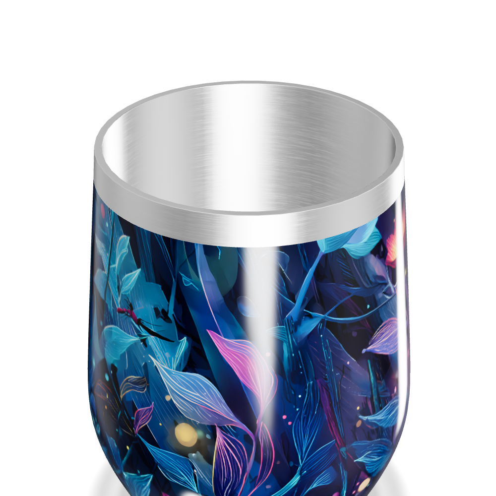 Copo Térmico Slim - Floral Azul Inox