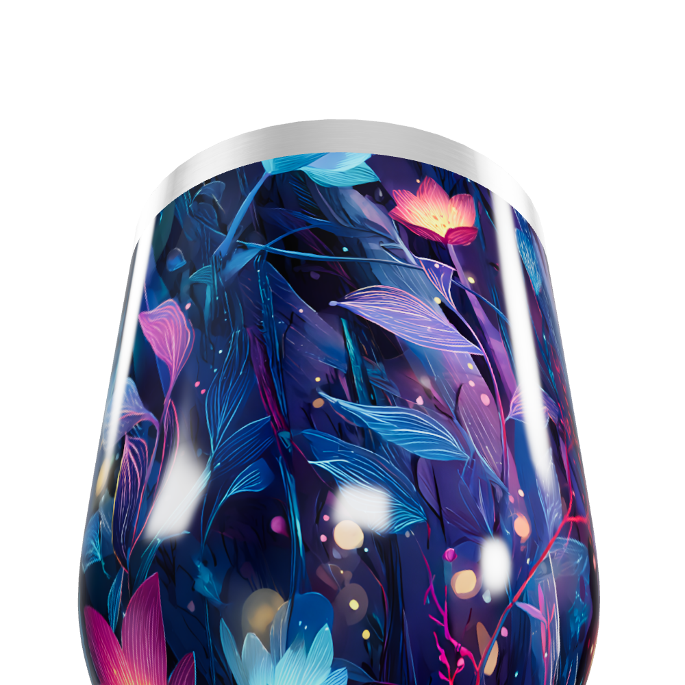 Copo Térmico Slim - Floral Azul Inox