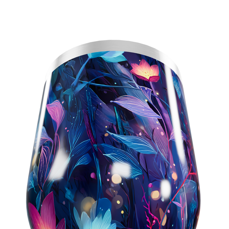 Copo Térmico Slim - Floral Azul Inox