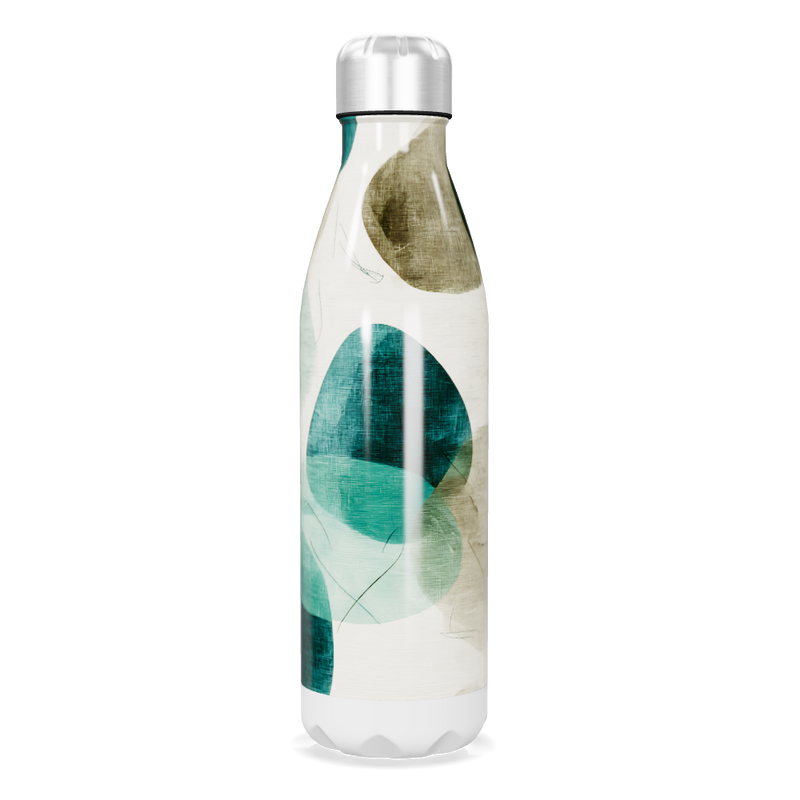 Garrafa Inox - Estampa Folhas Azul