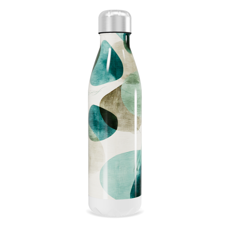 Garrafa Inox - Estampa Folhas Azul