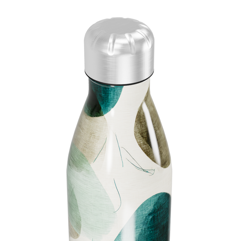 Garrafa Inox - Estampa Folhas Azul