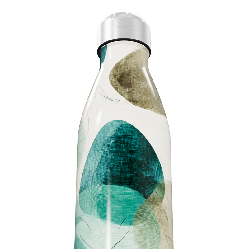 Garrafa Inox - Estampa Folhas Azul