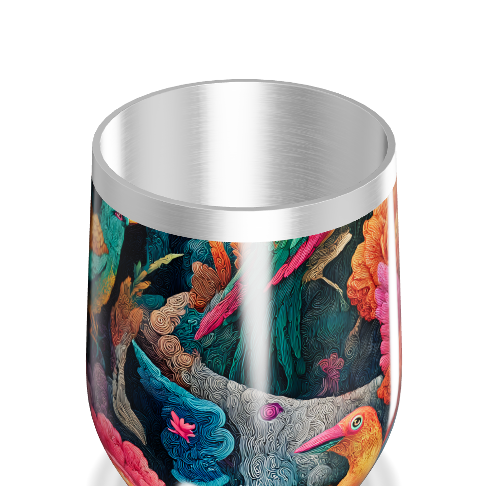 Copo Térmico Slim - Estampa de Aves Coloridas