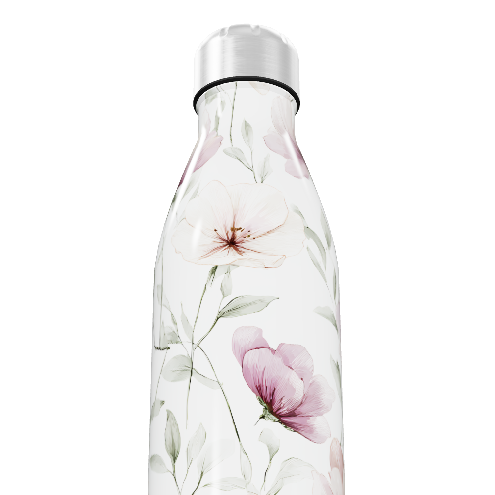 Garrafa Inox Floral Branco 500ml