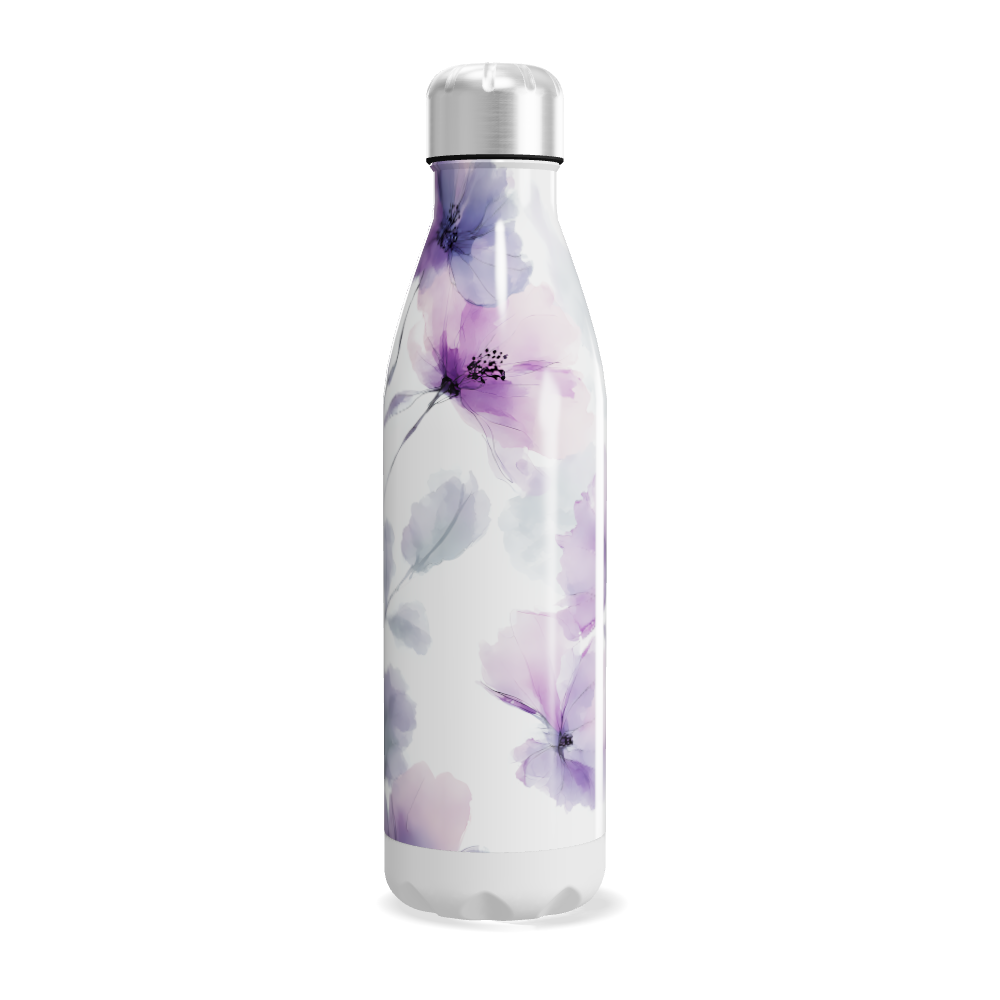 Garrafa Inox - Floral Roxo Branco