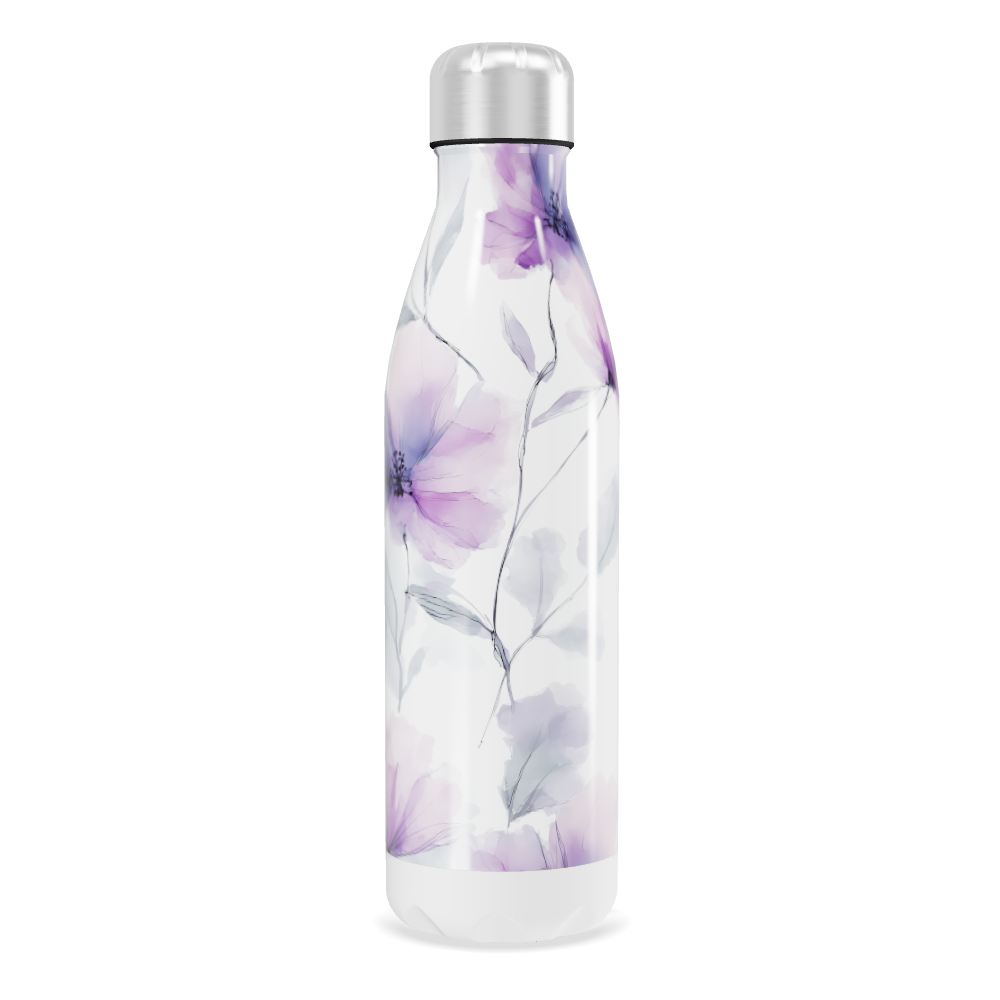 Garrafa Inox - Floral Roxo Branco