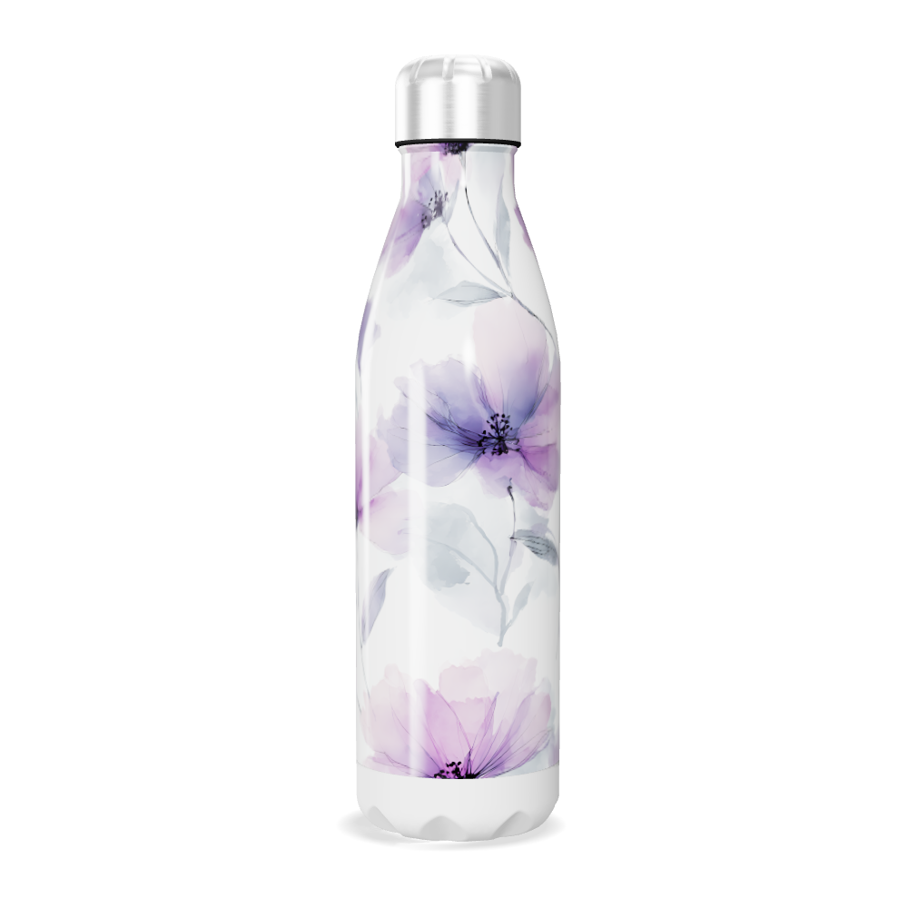 Garrafa Inox - Floral Roxo Branco