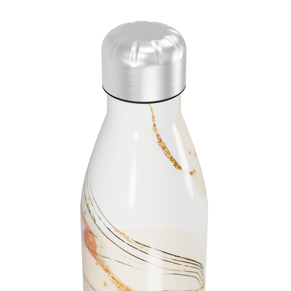 Garrafa Inox - Branca com Estampa Abstrata