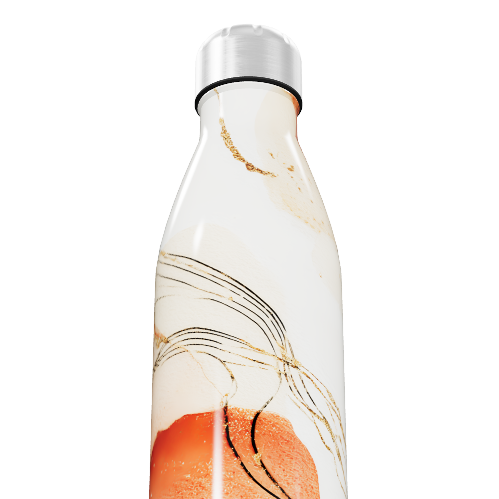 Garrafa Inox - Branca com Estampa Abstrata