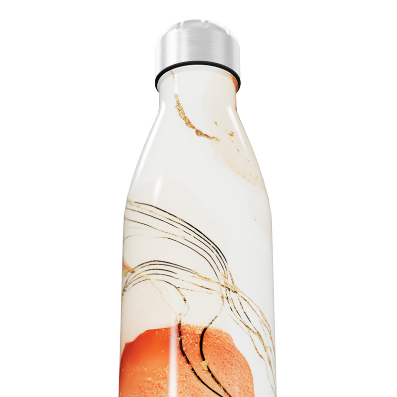 Garrafa Inox - Branca com Estampa Abstrata