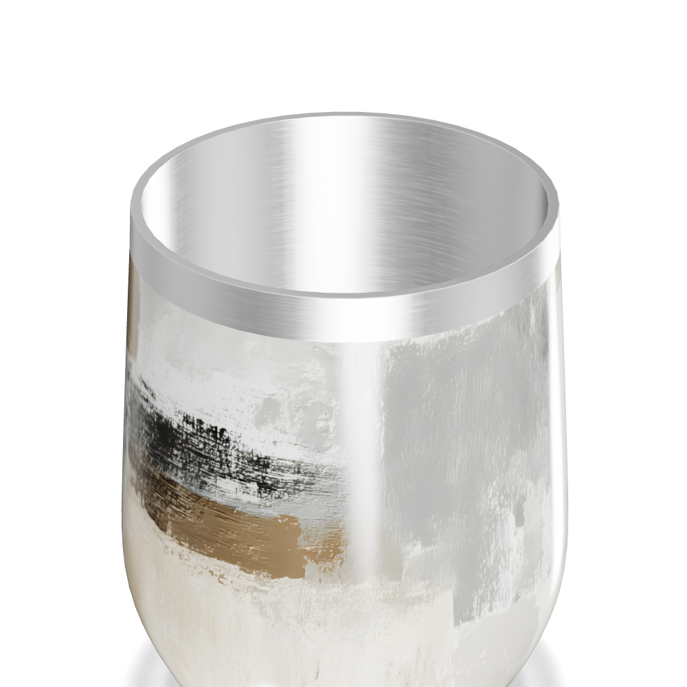 Copo Térmico Slim - Branco e Prata Texturizado