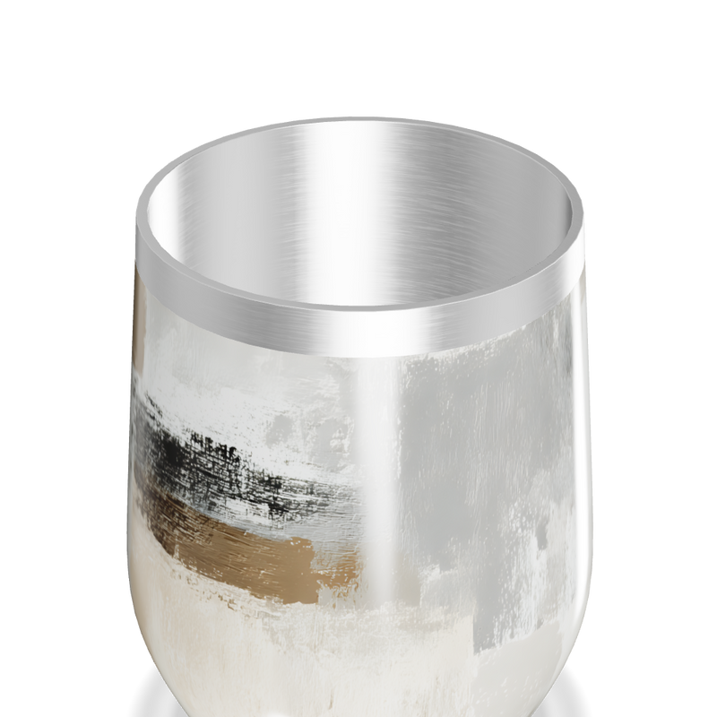 Copo Térmico Slim - Branco e Prata Texturizado