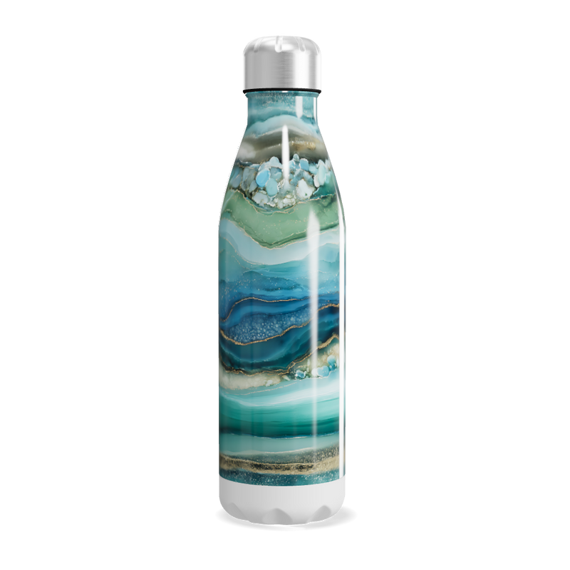 Garrafa Inox - Estampa Marmorizada Azul