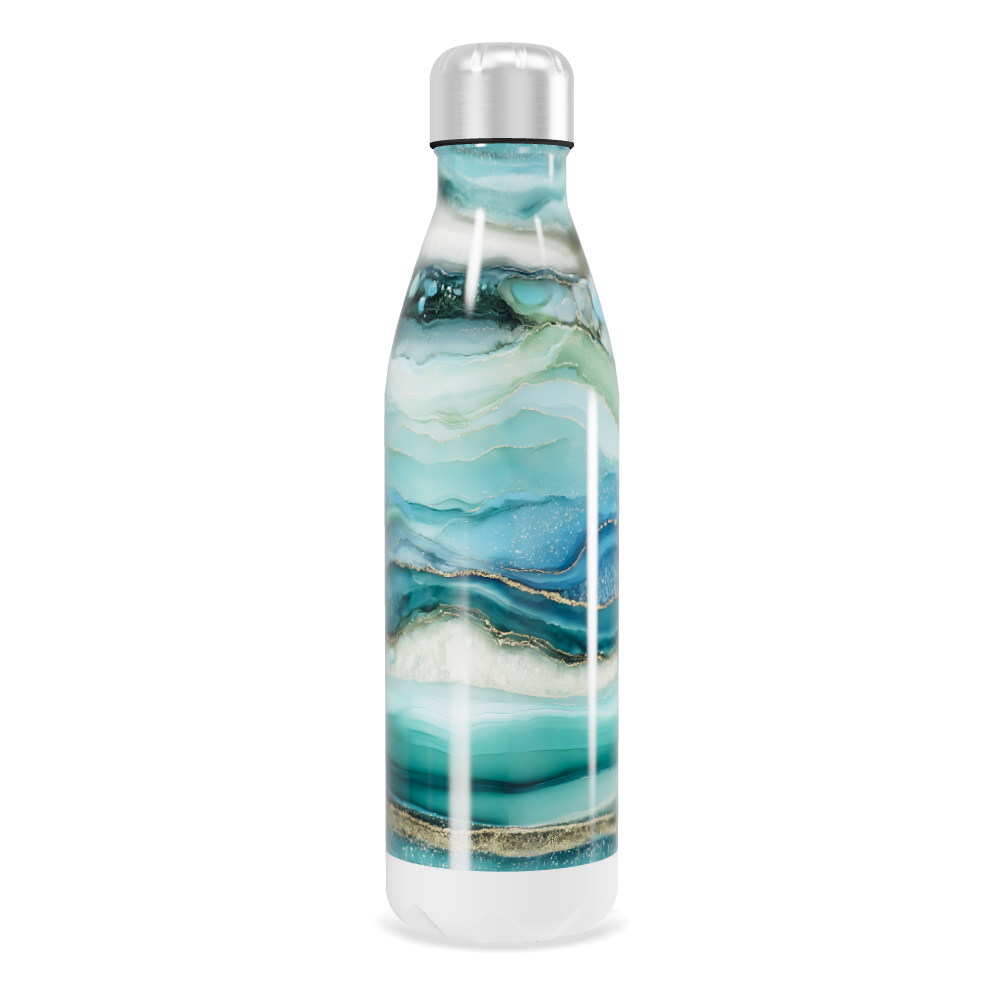 Garrafa Inox - Estampa Marmorizada Azul