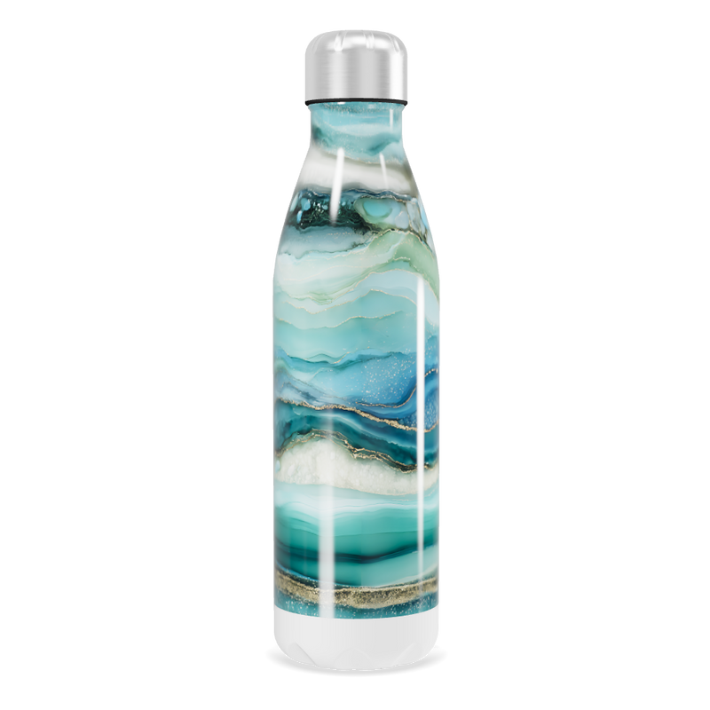 Garrafa Inox - Estampa Marmorizada Azul
