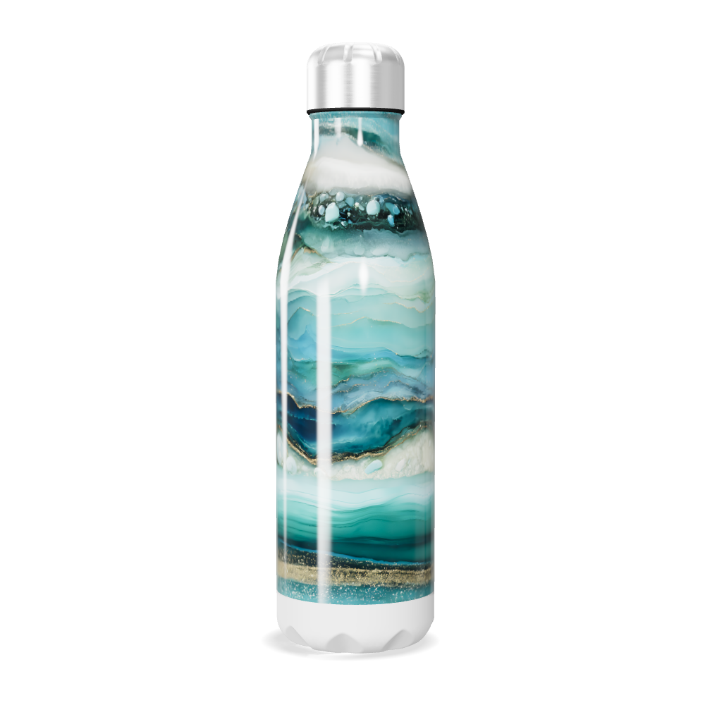 Garrafa Inox - Estampa Marmorizada Azul
