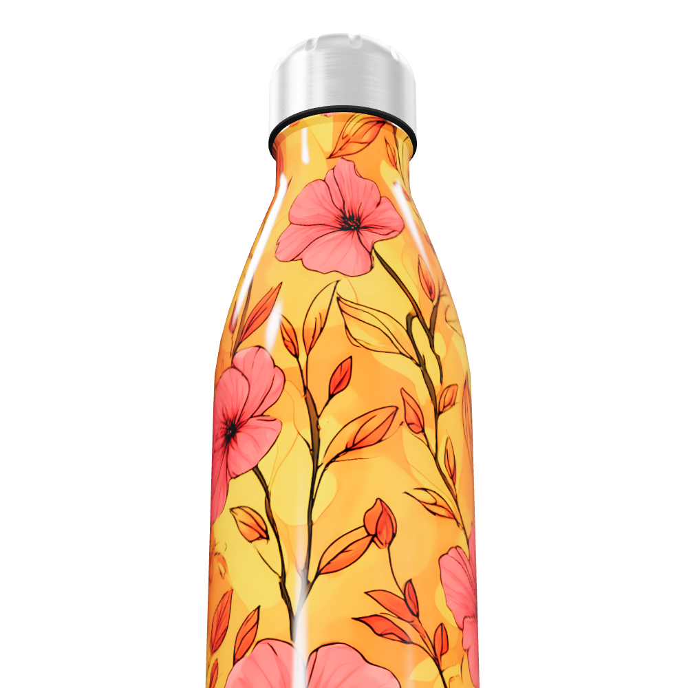 Garrafa Inox - Floral Amarela