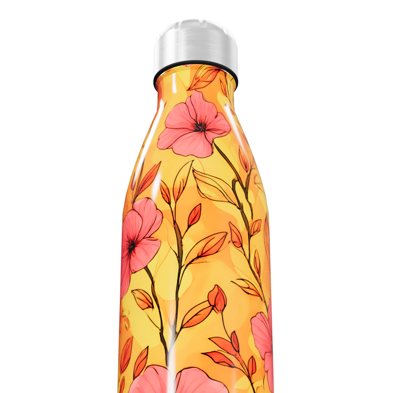 Garrafa Inox - Floral Amarela