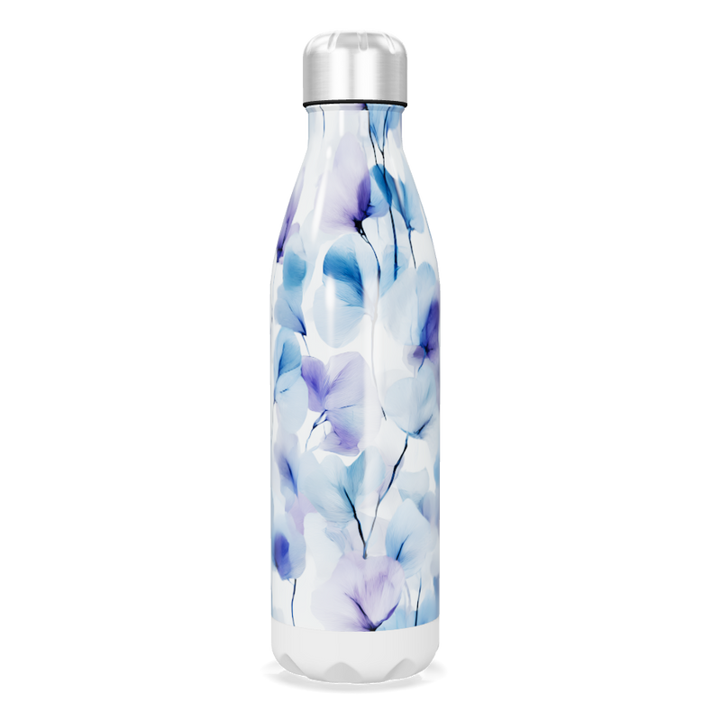 Garrafa Inox Flores Azul e Roxo