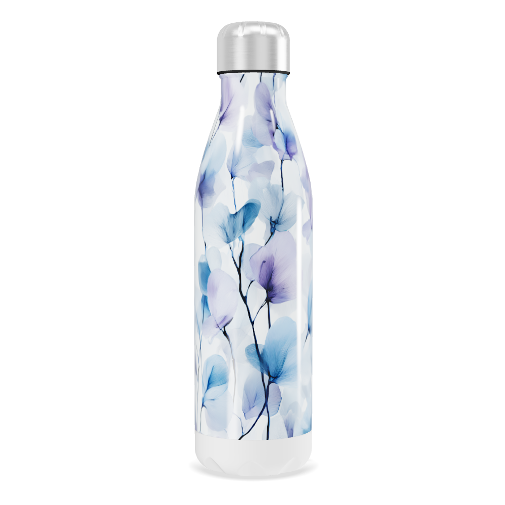 Garrafa Inox Flores Azul e Roxo