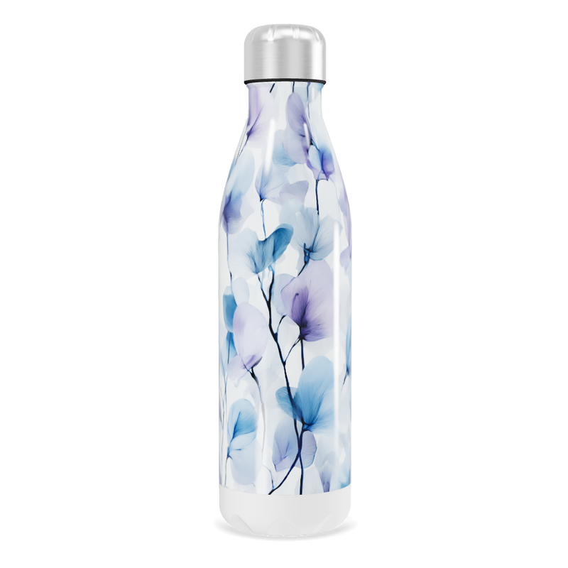 Garrafa Inox Flores Azul e Roxo