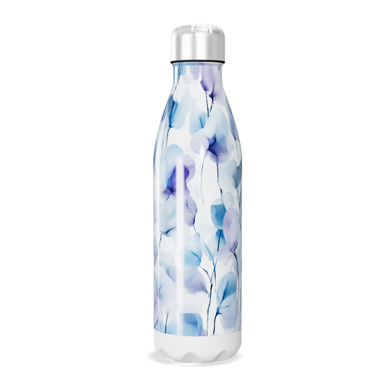 Garrafa Inox Flores Azul e Roxo