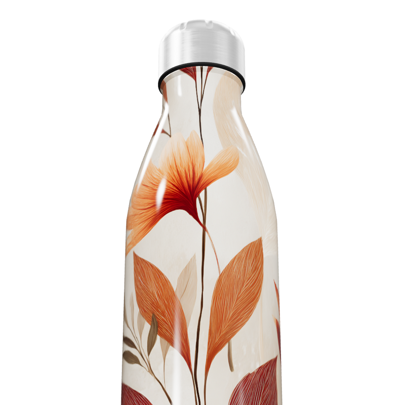 Garrafa Inox Estampada Flores Outono