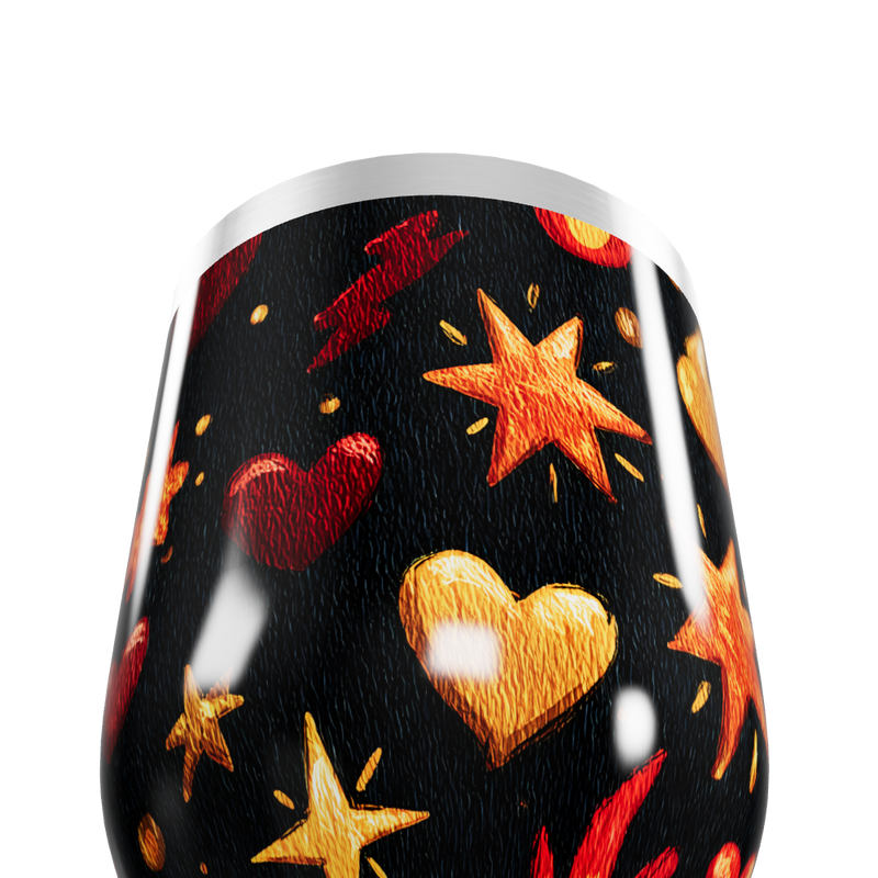 Copo Térmico Slim - Estampado Corações e Estrelas