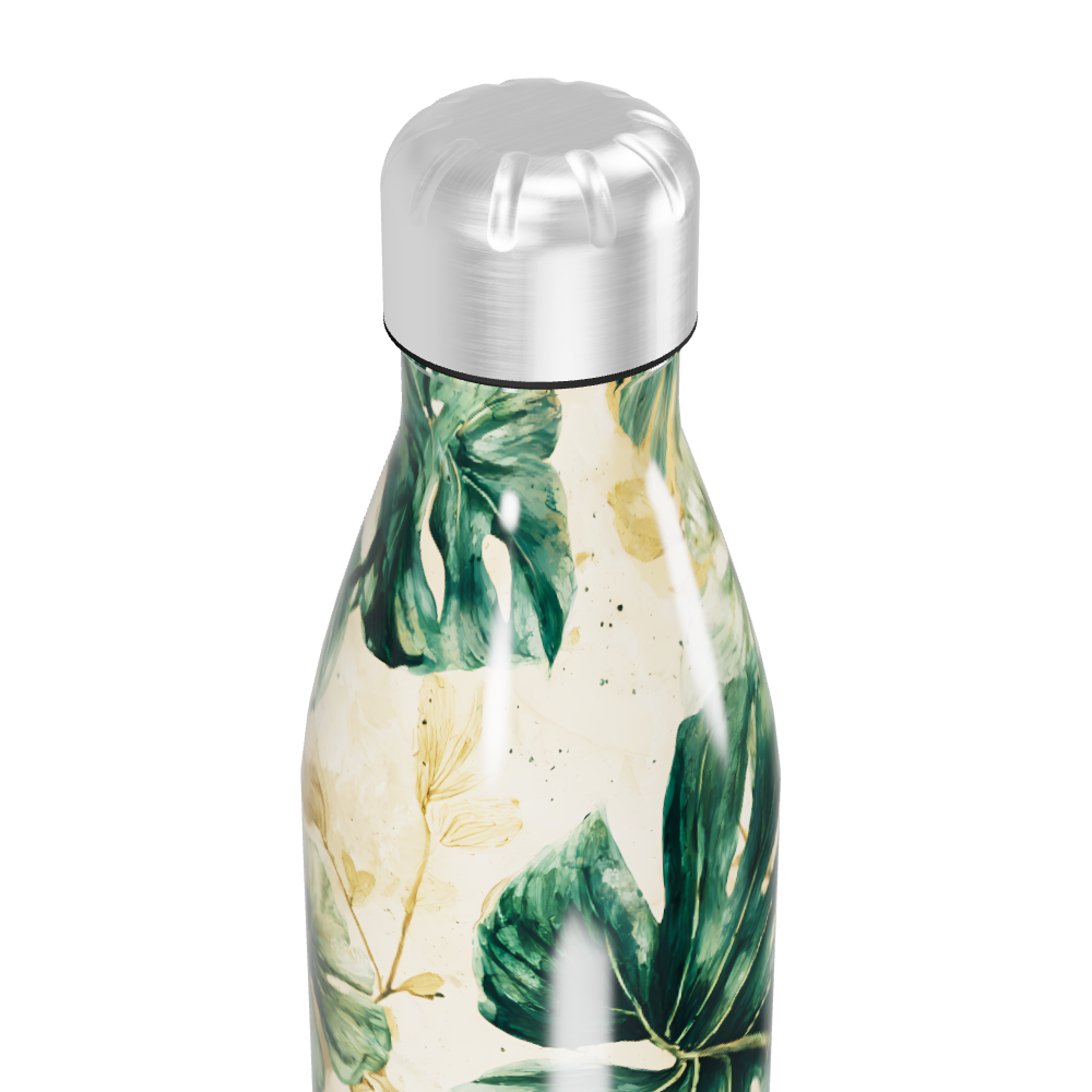 Garrafa Inox - Estampa Folhagem Verde